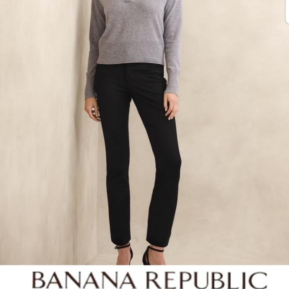 Banana Republic Women's Sloan Fit Black Straight Leg Trouser Pants Stretch sz 12 - Picture 1 of 16